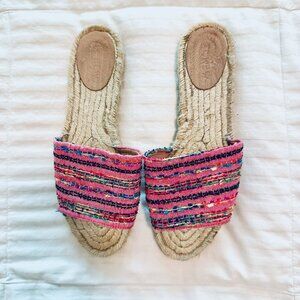 JCrew Valencia Fabric Espadrille Slides Pink Size 8